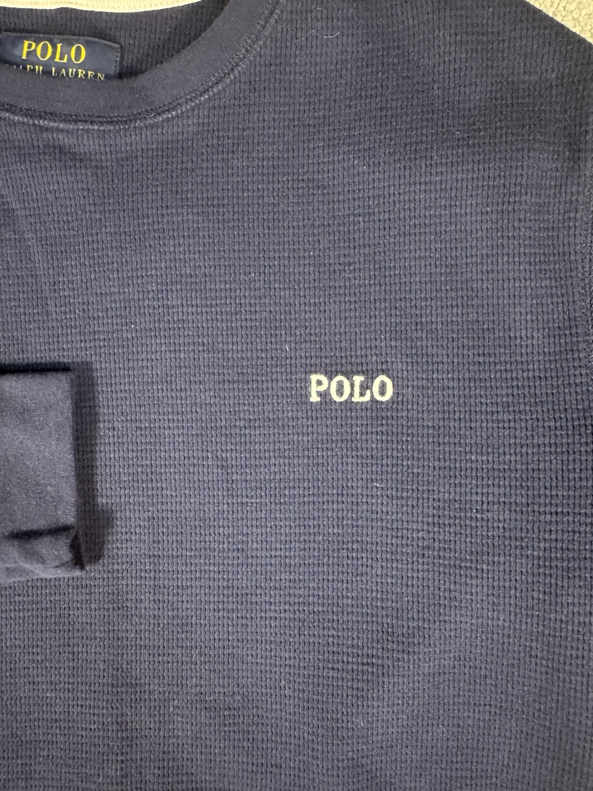 Polo Ralph Lauren camicia termica uomo M blu navy waffle maglia pigiama pony