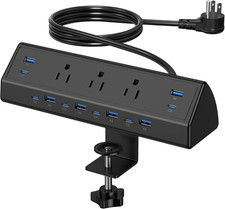 130W Desk Clamp Power Strip, 12 USB Ports 6 PD 65W Usb-C ,Surge Protector,Etl L