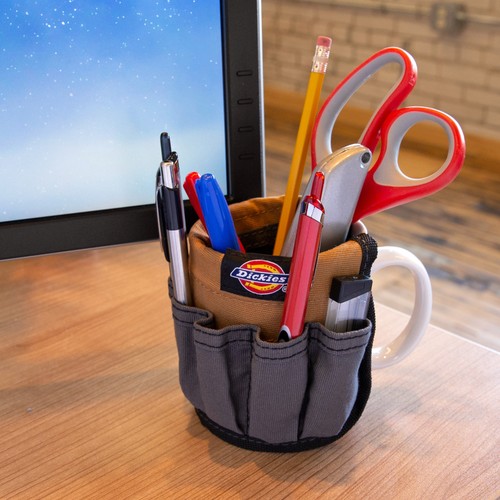 Desktop Mug Organizer 14 Pocket for Pens Tools Brushes Gray Tan Dickies 57012 - Picture 4 of 4