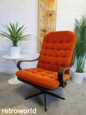 Mid Century Vintage Retro Swedish 60s 70s Swivel Lounge Armchair Chair