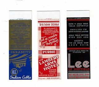 3 Old Bryant May 1930s without Strikers Bookmatch Covers Paramite Indian Cables