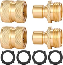 3/4" Brass Garden Hose Quick Connector Set, 2-Pack