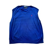Polo Ralph Lauren Knit Sweater Vest Little Red Pony XL Pima Cotton Royal Blue