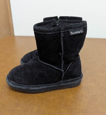 Black Bearpaw Toddler Zip Up Winter Boots Suede Size 6