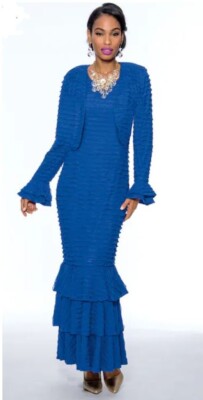 18W PLUS Ashro Blue Formal Wedding Party Event Karlee Ruffled Jacket Dress