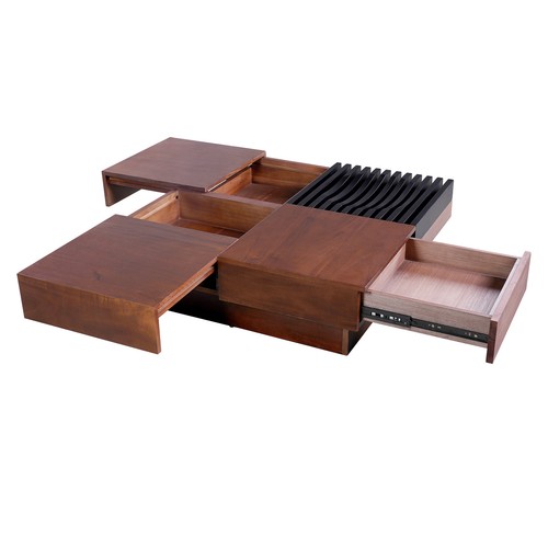 ITALIAN RETRO - INSPIRED ACACIA WOOD STORAGE COFFEE TABLE ,BROWN & BLACK COLOR - Picture 14 of 19