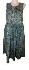 VTG Handmade Women Blue Ditsy Floral Prairie Cottagecore Grannycore Dress Sz M/L