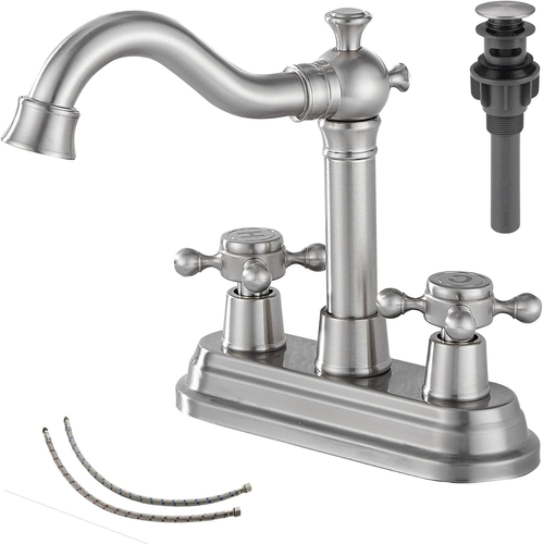 Bathroom Faucet Brushed Nickel 2 Handles 4 Inches Centerset RV Bathroom Vanity