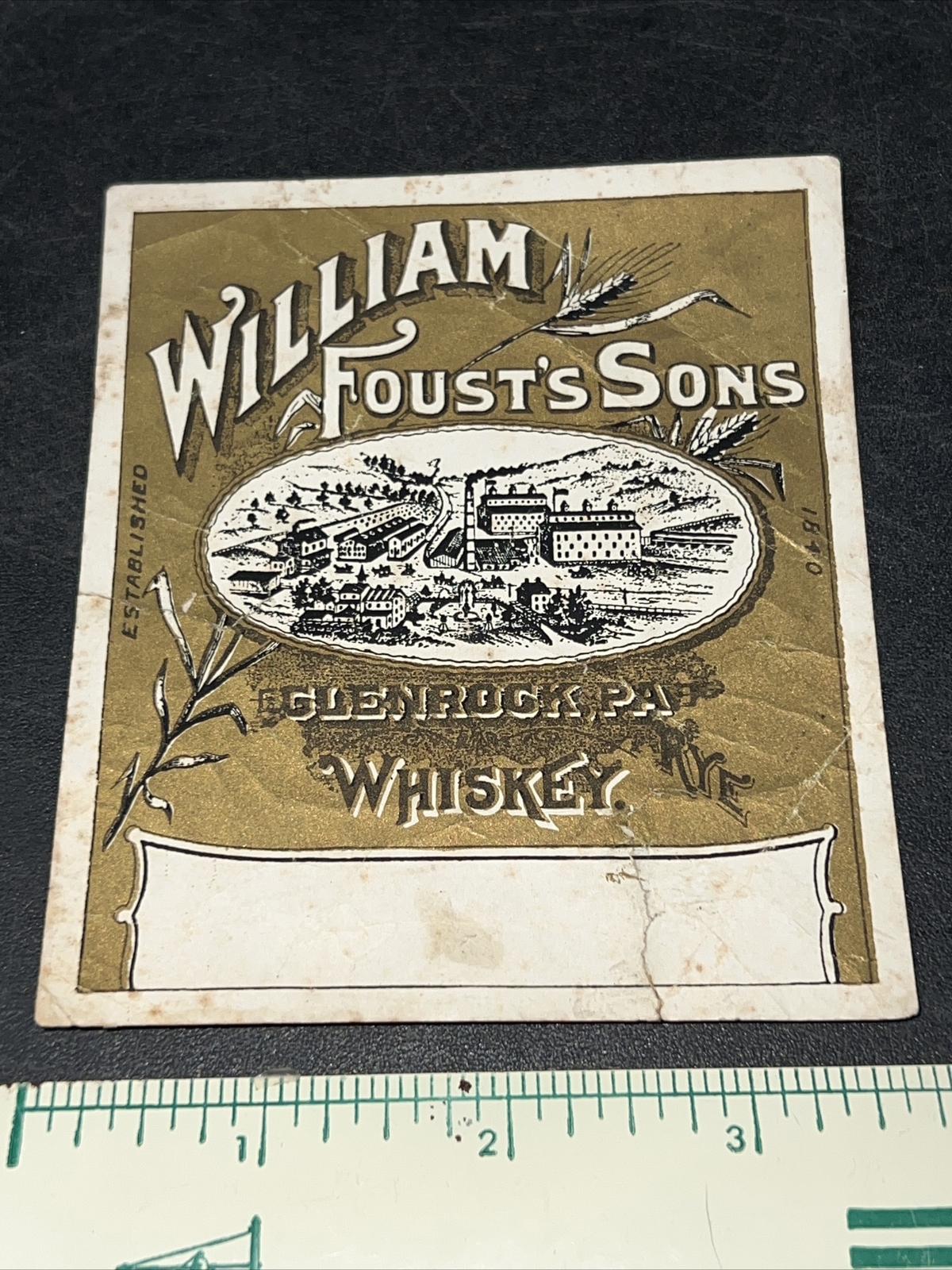 Rare Original 1840 William Foust’s Sons Whiskey Label Glen Rock Pa eBay