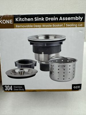 KONE 3-1/2 Inch Gold Sink Drain, Durable Stainless Steel Brass Kitchen Sink D...