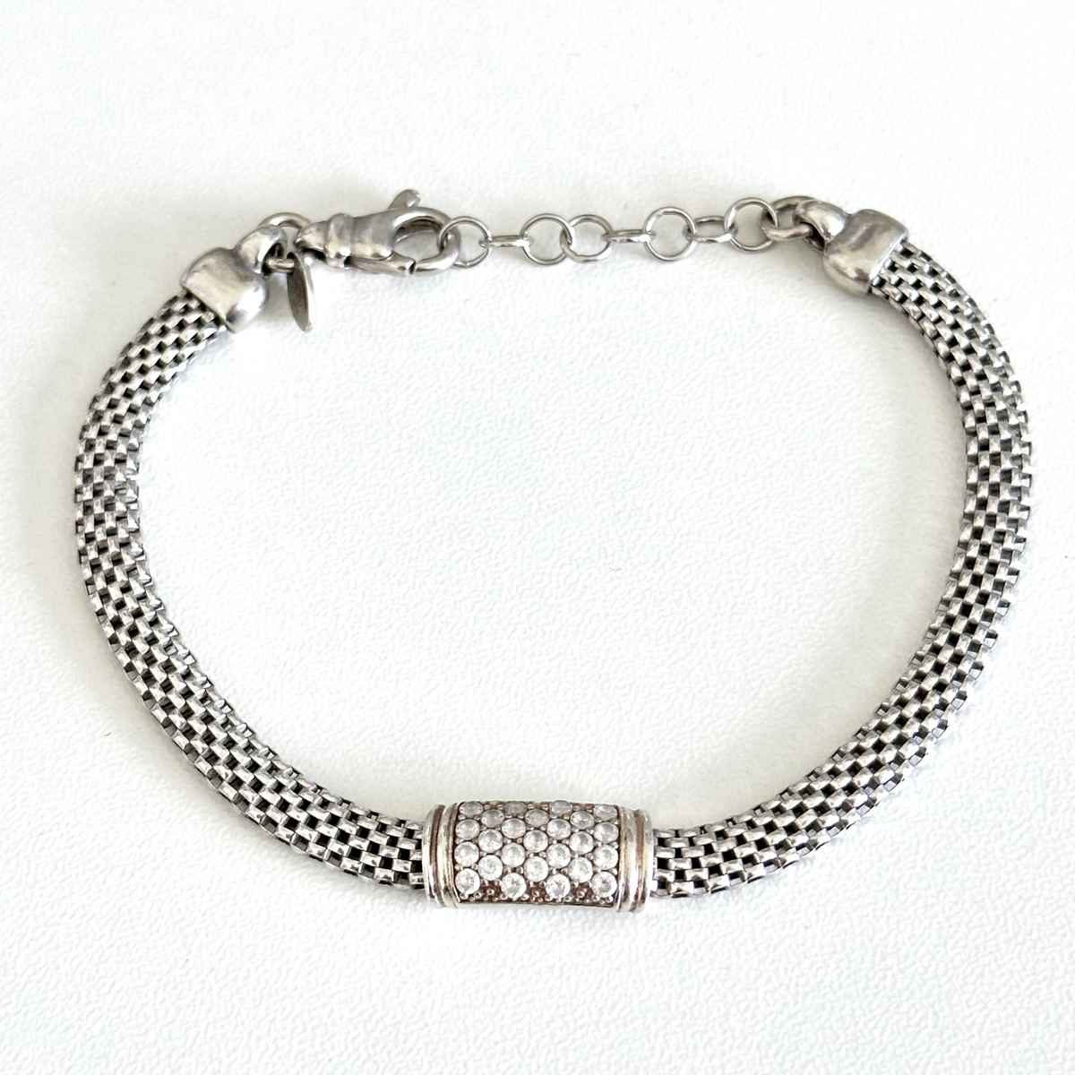 Dyadema 925 Italian Sterling Silver Clear CZ Mesh Chain Link Dyadema 925 Italian Sterling Silver Clear CZ Mesh Chain Link