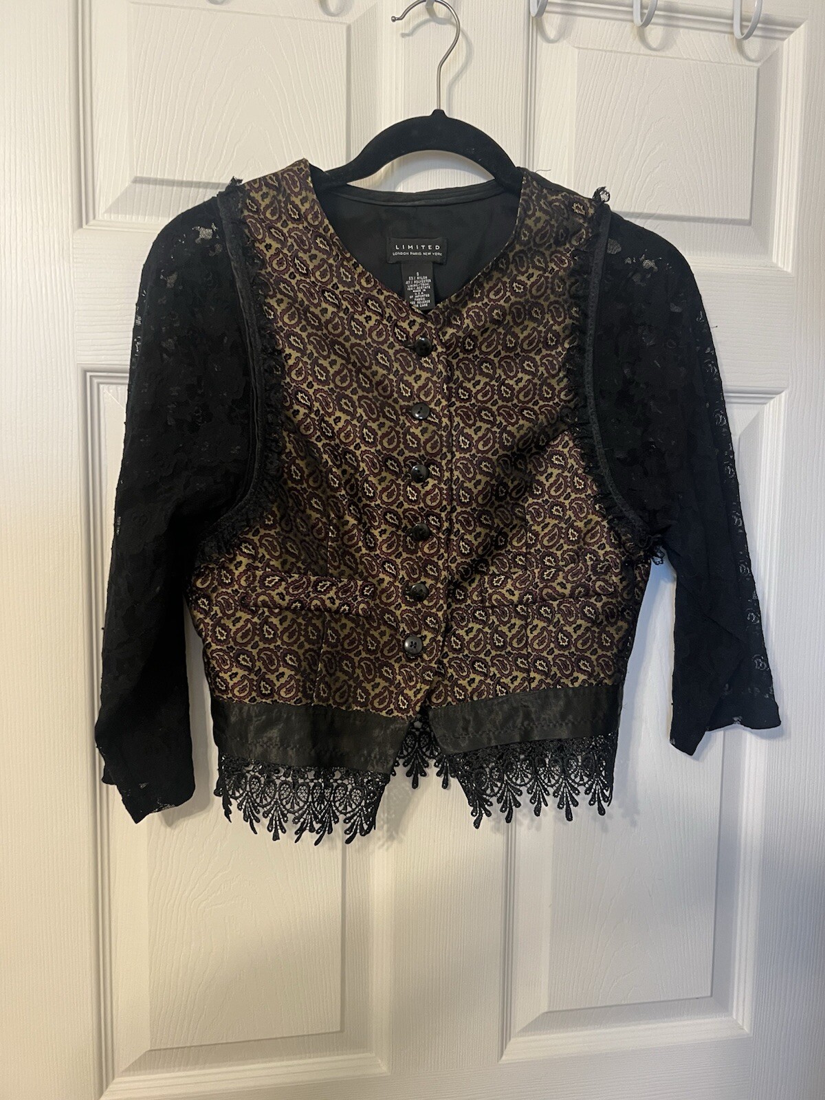 Vest Upcycled With Lace Size Small-image
