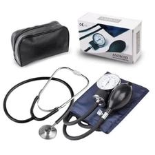 Manual Blood Pressure Kit with Stethoscope, 20–42cm Adjustable Adult Arm Cuff