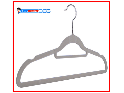 NON SLIP FLOCKED ADULT COAT CLOTHES HANGERS SLIM VELVET TROUSER TIE HANGING 34-2 - Picture 5 of 9
