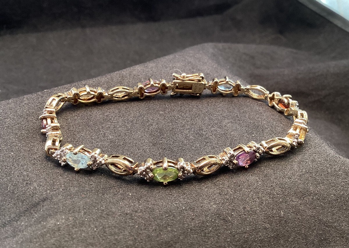 Sterling Silver HSN Ross Simon Multi Gemstone Diamond 5mm Tennis