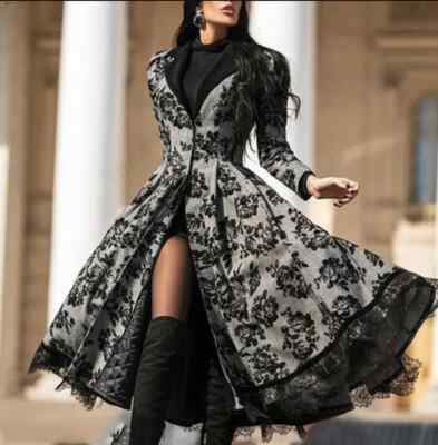 Lady Coat Women's Long Sleeve Medieval Lace Stitching A-line Cosplay Fancy  Dress