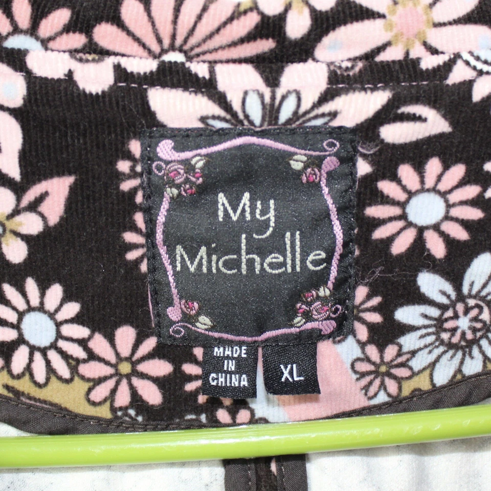 Blazer Vintage Groovy Rosa y Marrón Pana Floral Mujer’s XL MY Michelle Foto 4 de 4