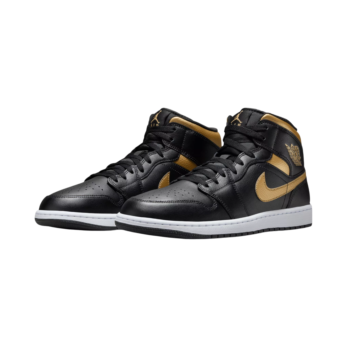 Mens Air Jordan 1 Mid Sneaker - Black/White/Grey, Size 10 US