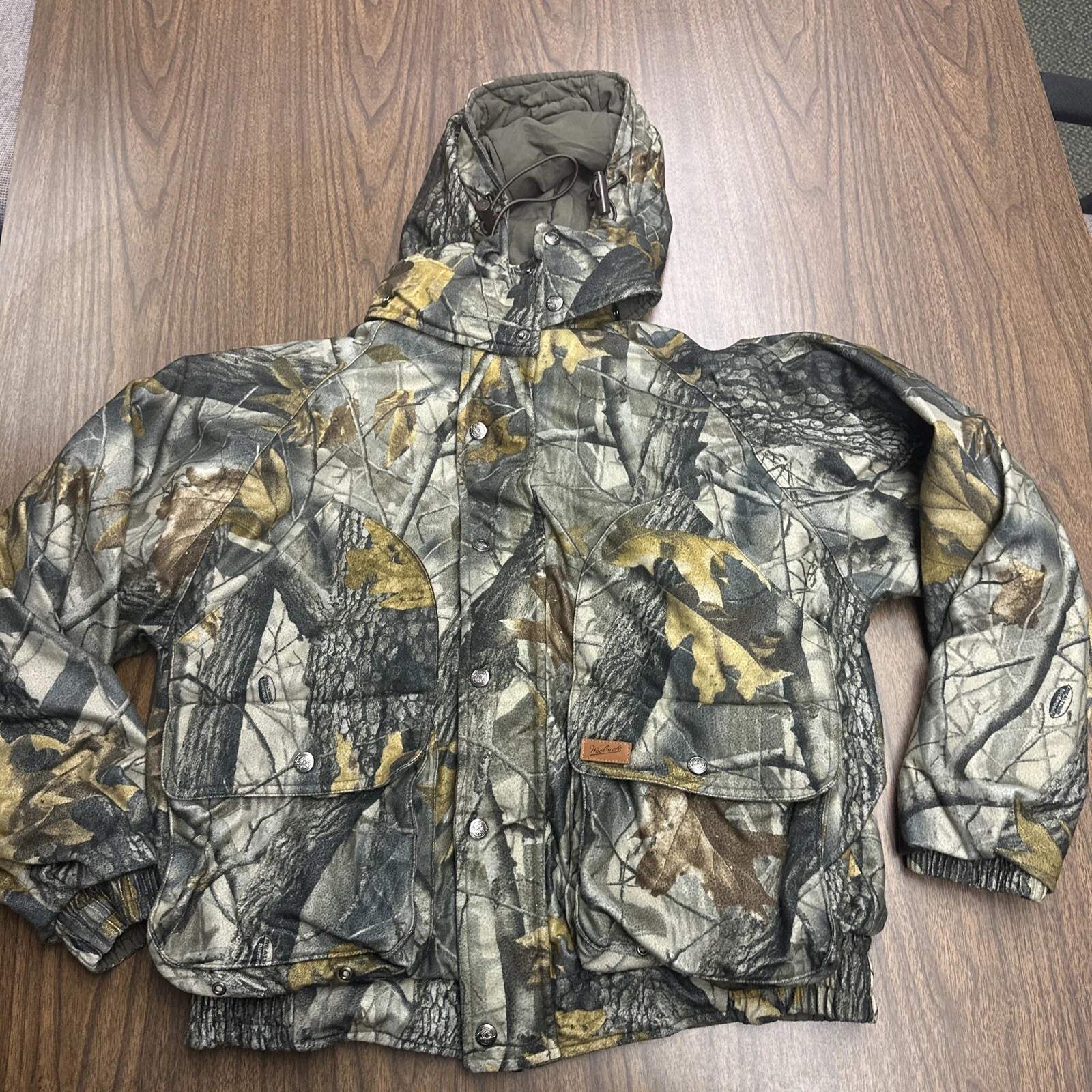 Woolrich Mens Reversible Bomber Jacket Sz Medium Mossy Oak Breakup/Green