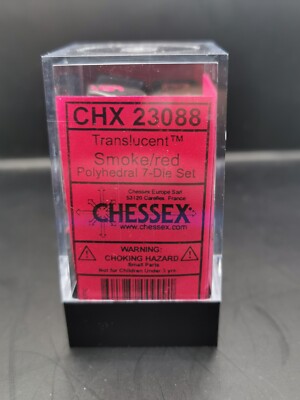 Chessex Translucent Smoke / Red Polyhedral 7-Dice Boxed Set CHX23088