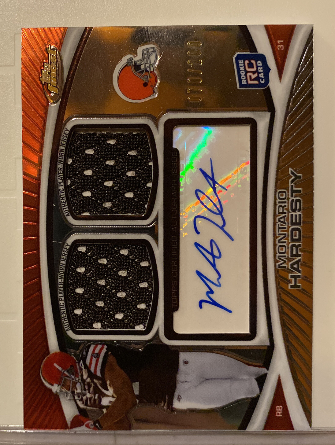Montario Hardesty Finest Dual Relics Autograph #MH Base