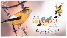 AO-4887-1, 2014, Songbirds, First Day Cover, Add-on Cachet, Digital Color Postma