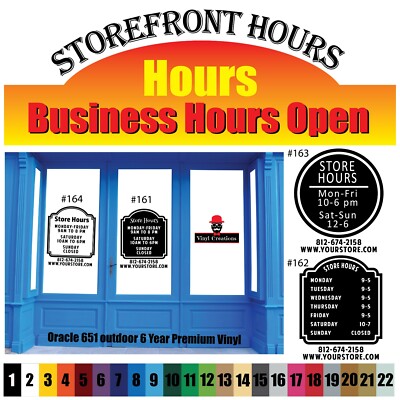 Storefront Hours of Business Custom Decals- Personalized Design ...
