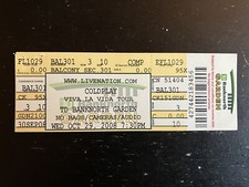 Coldplay Full Unused Ticket Stub Viva La Vida Tour 2008 Boston
