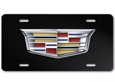 Cadillac Cadi Inspired Art Aluminum License Plate Tag Dark Carbon Fiber look