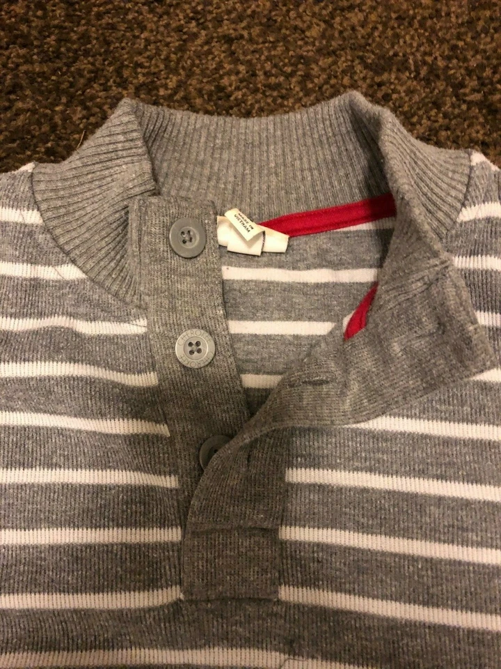 Boy’s Cherokee Gray & White Striped Pullover Henley Sweater Size XL 16 - Image 3 of 4