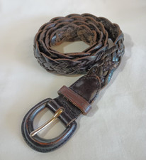 Talbot Womens Braided Woven Brown Leather Slightly Weathered Belt 1" Wide Size L