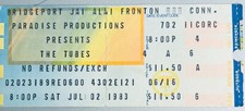 THE TUBES BRIDGEPORT JAI ALAI JULY 2 1983 CONCERT TICKET STUB