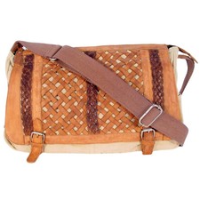Sundance Anabaglish Canvas/leather Large Distressed Messenger Bag - Mint