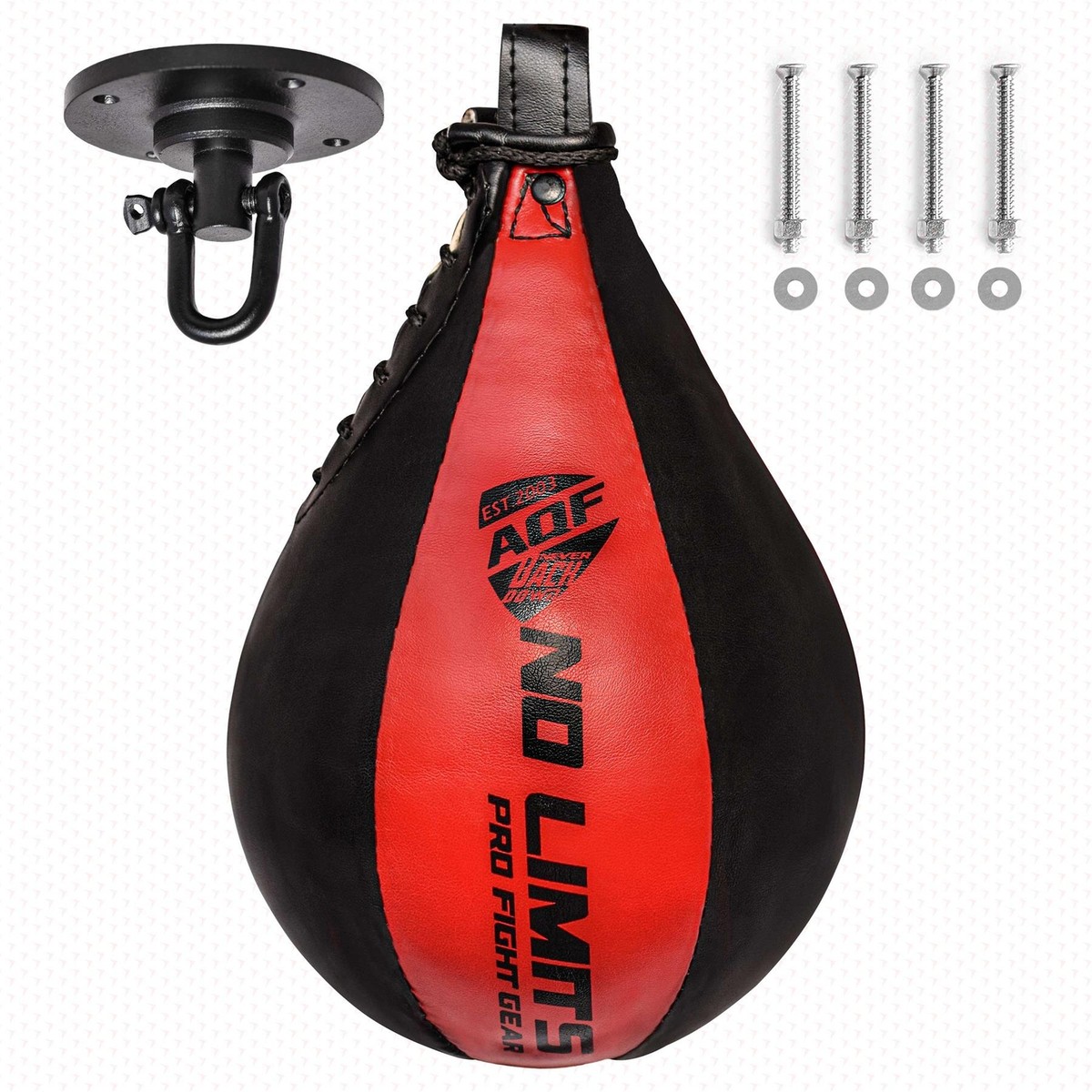 AQF Leather Speed Ball Swivel Boxing Punch Bag MMA Speed Bag Training Set