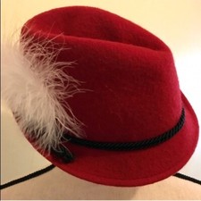 New AUSTRIAN Alpine Hat Capo Handcrafted VTG Wool Women's Red Size S 19 RARE