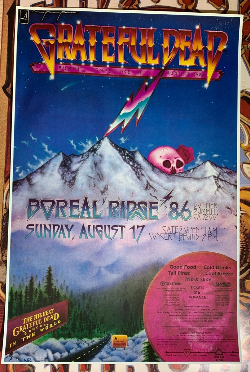 GRATEFUL DEAD 1986 BORAL BRIDGE DONNER SUMMIT CONCERT POSTER MSC