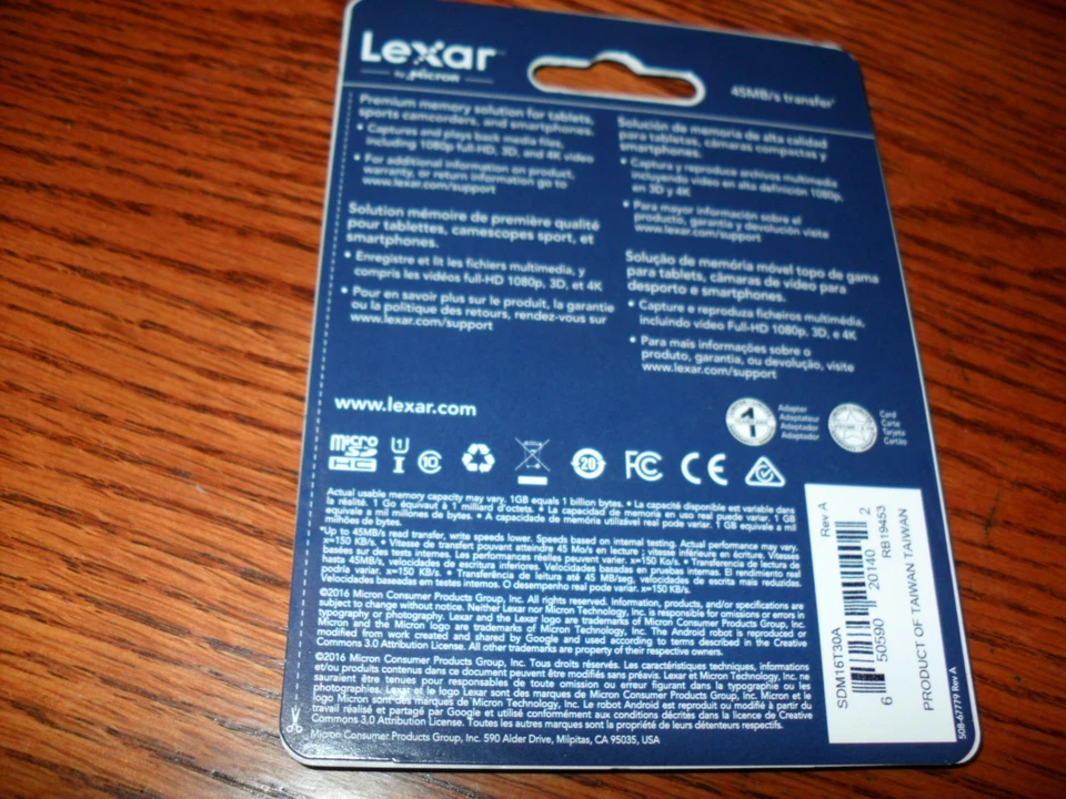 Lexar Card 16GB 300x micro SDHC UHS-I Class 10 45 MB/s Transfer New in Packaging - Image 2 of 3
