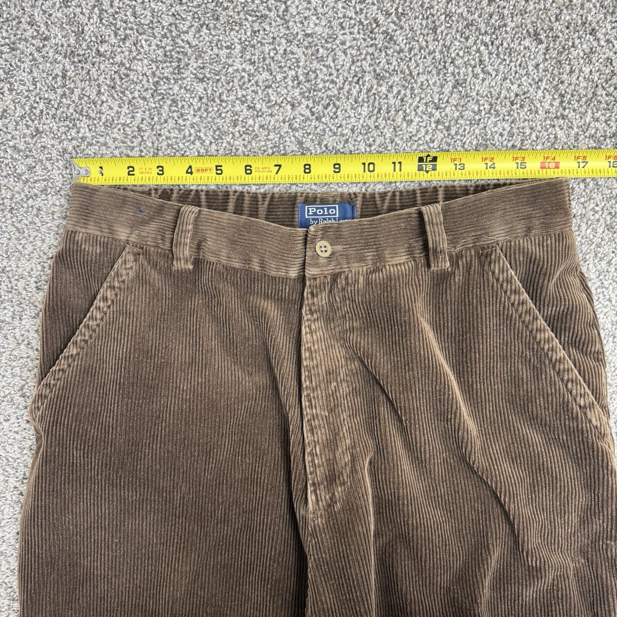 Vtg 90s Polo Ralph Lauren Corduroy Cropped Wide Leg Pants