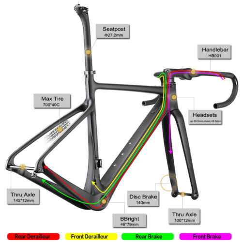 AIRWOLF T1100 Carbon Gravel Rahmen 700*40 Scheibenbremse Cyclocrossrad Fahrräder - Bild 6 von 22