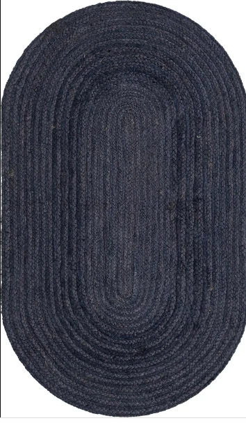 Jute geflochten Tischläufer wendbar rustikal Vintage Essläufer blau Vorleger - Bild 2 von 4