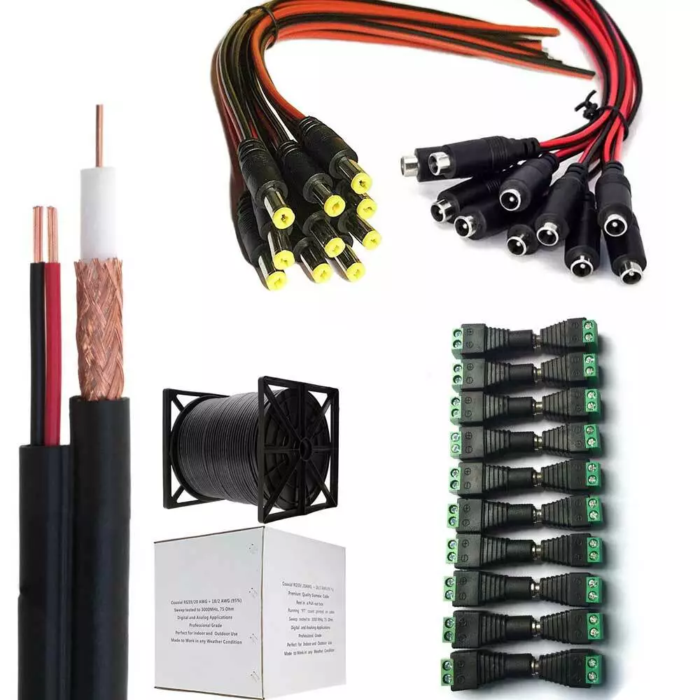 250ft RG59 Siamese Coaxial Cable Camera CCTV 20AWG 18 2 Power DC Jack Security