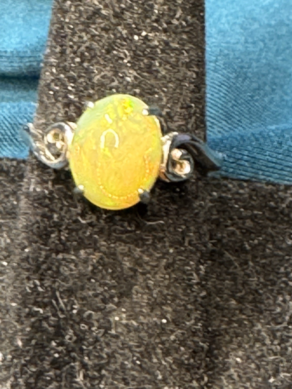 Sterling Silver Yellow Opal Adjustable Ring - image 1