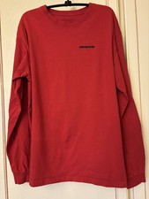 Patagonia Long Sleeve T Shirt Mens L Red P-6 Fitz Roy Logo Made In USA