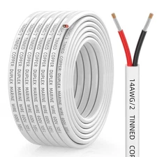 14 Gauge Marine Wire, 14/2 Duplex Marine Grade Cable, IP68 Waterproof/Oxygen-...