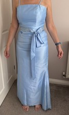 Bridesmaid, Prom, Special Occasion Dress Size 12 Light Blue Small Train Lined