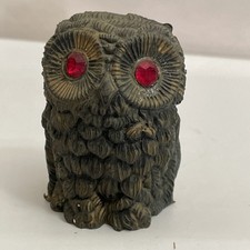 VTG 1970s Retro Red Jewel Eyes Owl Resin Figurine Made in Italy MCM Knickknack