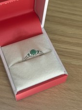 White Gold 9ct Emerald With Diamond Accent Ring Size N From H Samuel’s