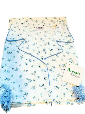 VINTAGE 60's MIDCENTURY ''LUCY'' DITSY FLORAL  3pc PAJAMA SET SILKY ACETATE NWT