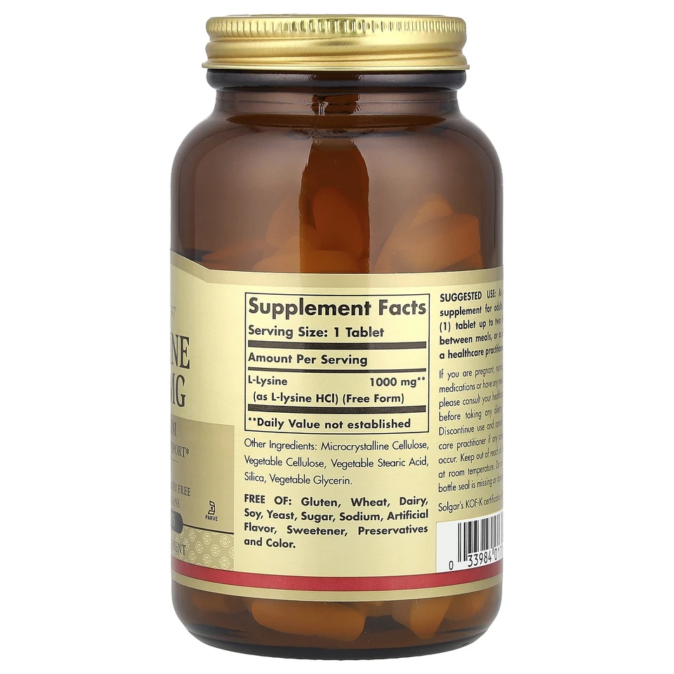 L-Lisina, Forma Libre, 1.000 mg, 100 Comprimidos Foto 2 de 2