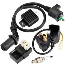 GY6 AC CDI Ignition Coil Voltage Regulator Relay Rectifier Spark plug Kit 
